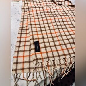 Ermenegildo Zegna Cashmere Blend Scarf – Tan / Brown / Orange Check